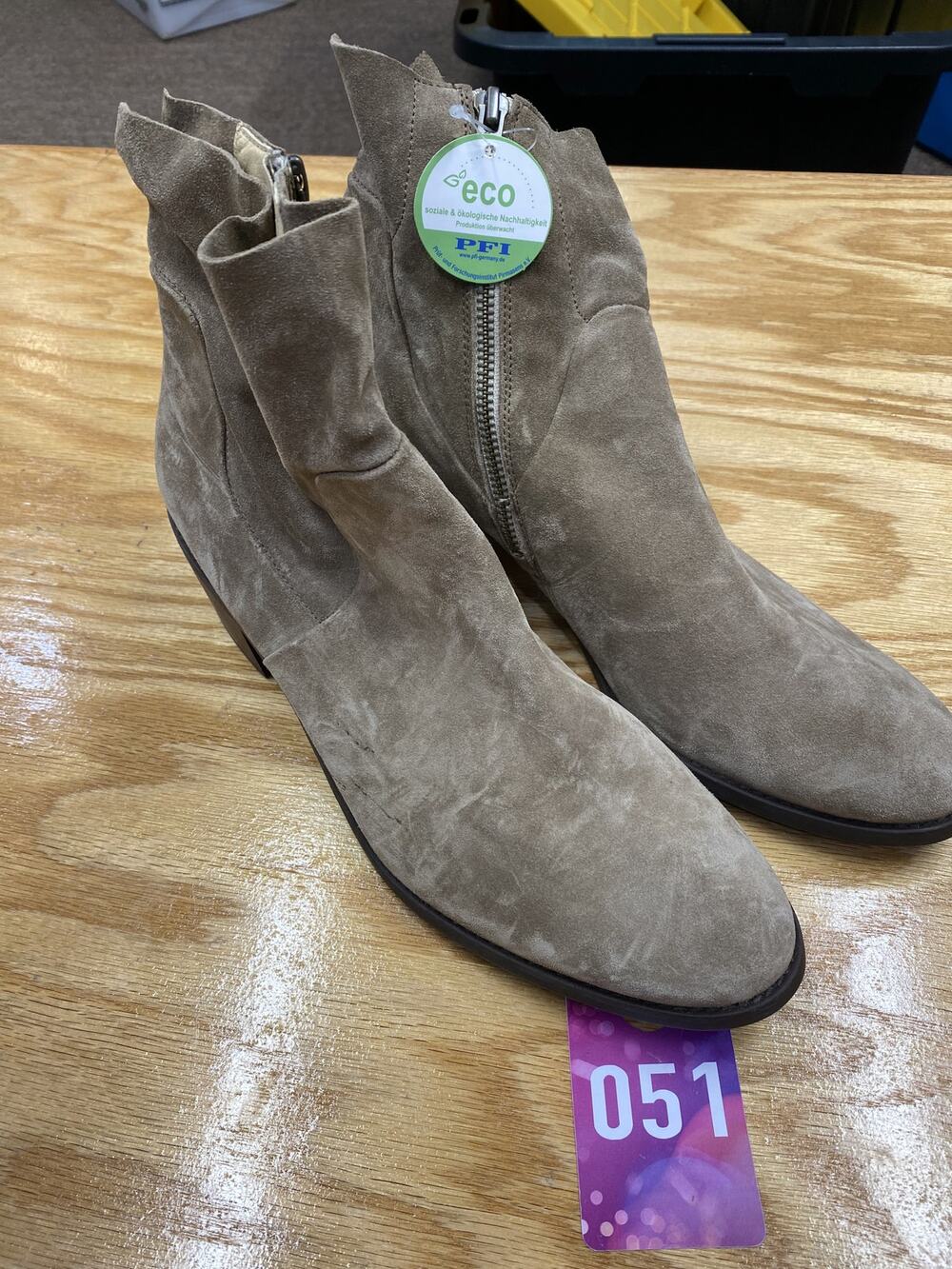 Paul Green Nicole Ankle Boots Women's 9 Beige Leather Side Zip Round Toe Booties